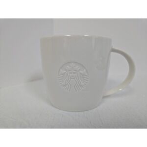 Starbucks 2010 Embossed White Mermaid Siren Coffee Cup Mug S 3" Handle